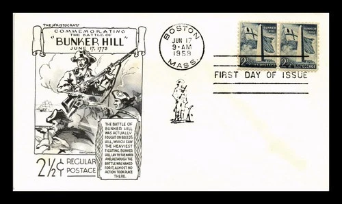 US COVER BATTLE OF BUNKER HILL MONUMENT FDC LOWRY ARISTOCRATS CACHET