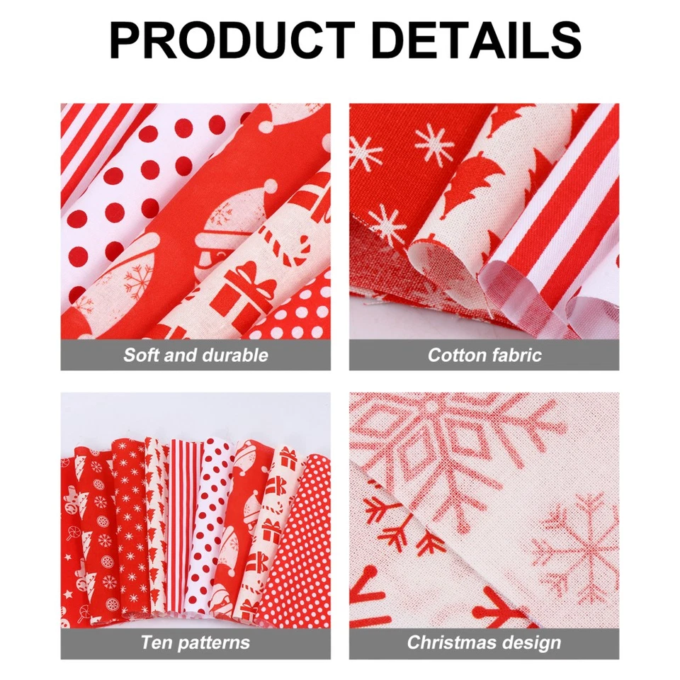 20pcs DIY Patchwork Tuch Baumwolle Weihnachtsstoffblech gedruckter Nähgewebe - Bild 4 von 4