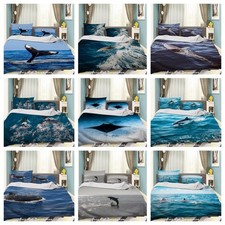 3D Sea Whale Tail Dolphin Jumping Blue Quilt Cover Duvet Cover Comforter set