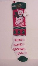 Holiday Seasons 24" Knit Stocking CATS LOVE CHRISTMAS TOO  New with Tag