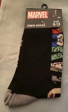 Men s Crew Socks Marvel Black With Faces Print Size 9-13 NWT 1 Pair