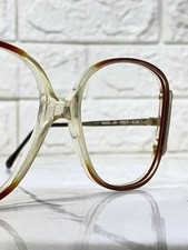 Vintage LASTES M9030 Oversized Eyeglasses Frame Italy 56-18 Clear Brown Retro
