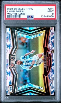 2024-25 PANINI SELECT FIFA WINTER CAMO #244 LIONEL MESSI 24/30 PSA 9