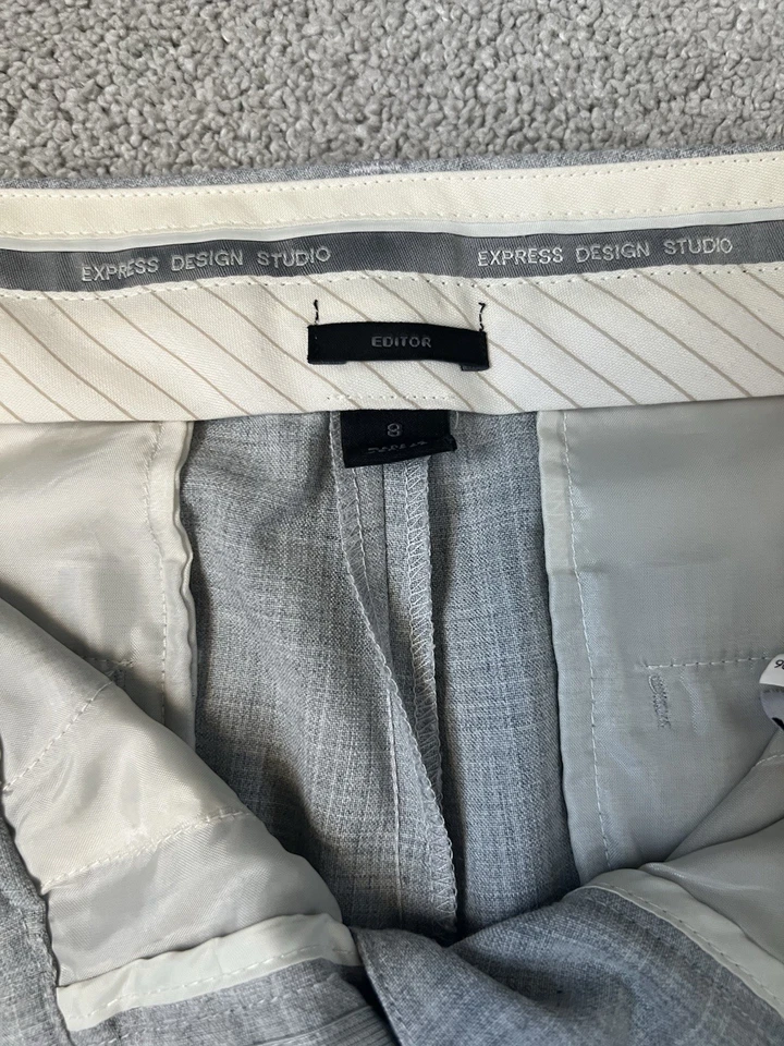 Vtg Express Design Studio Editor Women’s Pants Sz 8 Light Gray Straight Casual - Image 4 of 4