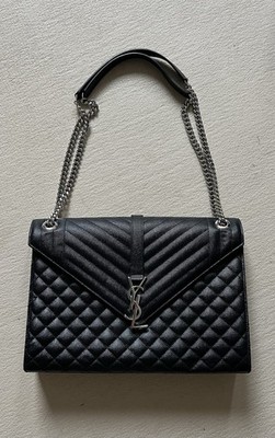 Yves Saint Laurent Envelope Tasche Large In Schwarz Leder Top Zustand Original