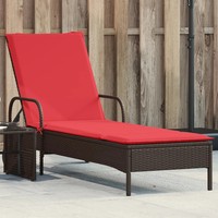 Sonnenliege Mit Rollen Und Kissen Aus Poly Rattan Braun FüR Garten Terrasse