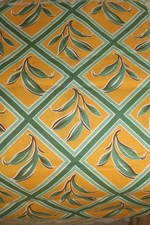 Vintage Yellow Green Lattice Cotton Fabric 5 Yards x 36" 1940's style Rare New