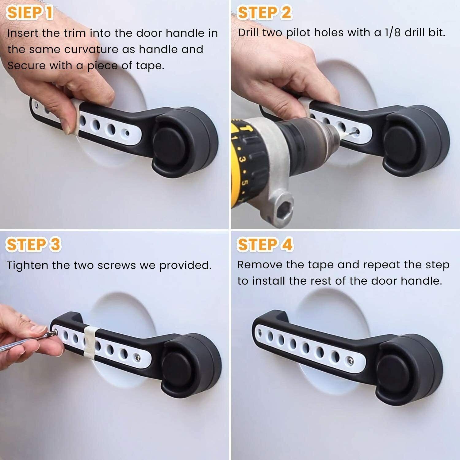 5x Black Door Grab Handle Inserts Cover Decoration Trim Fit 4-Door Jeep Wrangler thumbnail 3