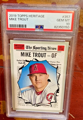 PSA 10 Gem Mint 2019 Topps Heritage Mike Trout All Star #357 '70 Topps style