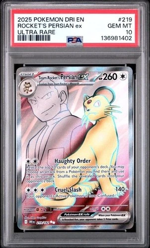 Team Rocket's Persian ex 219/182 Pokemon Destined Rivals PSA 10