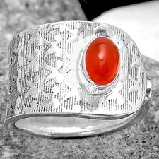 Adjustable - Natural Carnelian 925 Sterling Silver Ring s.7 Jewelry R-1319