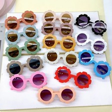 Round Frame Sunglasses Kids UV400 Polycarbonate Cute Frosted Color Glasses
