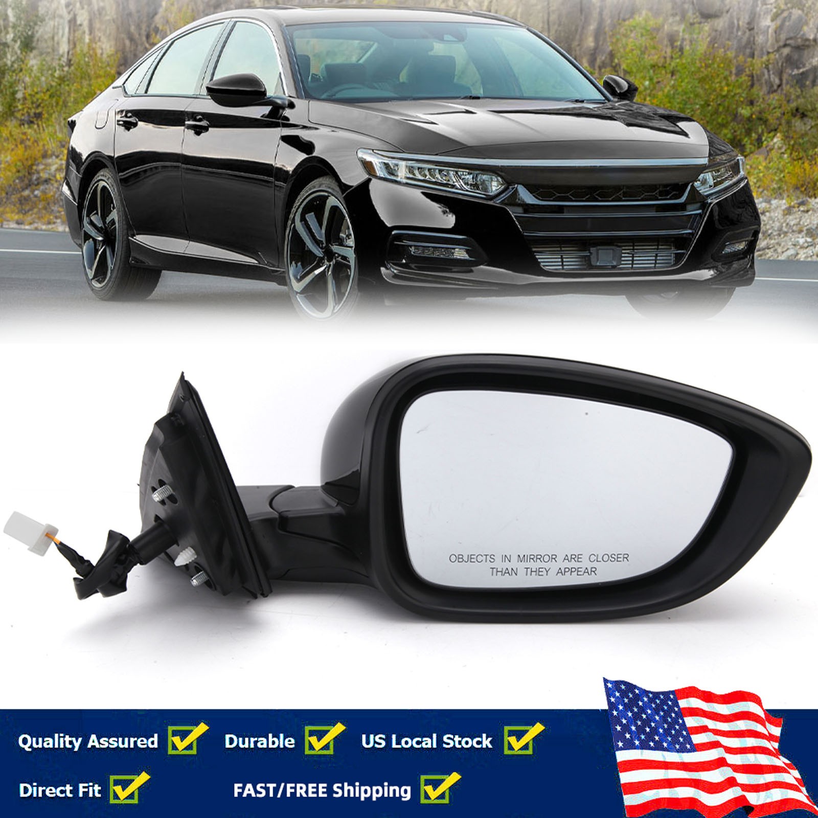 Right Passenger Side Mirror 3Pin Manual Fold For Honda Accord 2023 2024 2025 LX