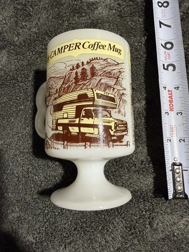 Vintage "My Camper Coffee Mug" Milk Glass 1970's Pickup RV