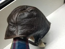 Vtg Mr. Bick USA Men M Hat Dark Brown Suede Leather Aviator Hat BK23N Sheepskin