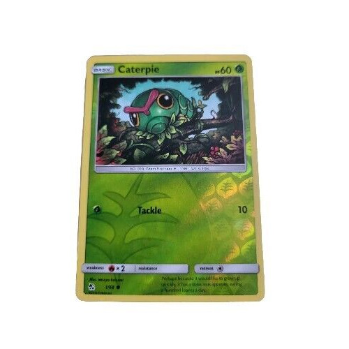 Pokemon TCG Caterpie Hidden Fates 1/68 Reverse Holo Common Trading Card (F1