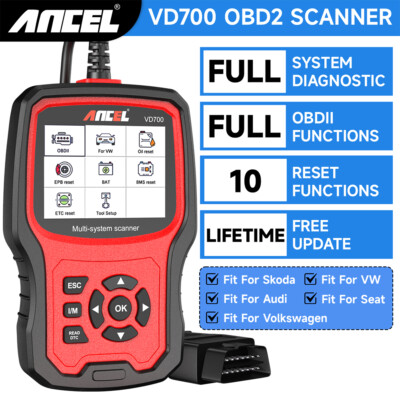 ANCEL VD700-US OBD2 Scanner Diagnostic Tool ABS SRS EPB Transmission BMS TPMS