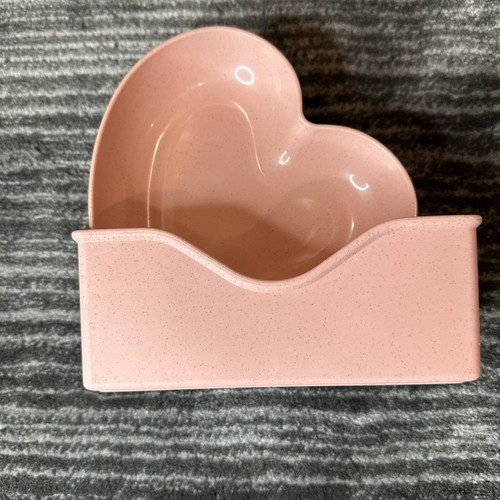 Wheat Straw Plates Heart Shape Lightweight Unbreakable Snack Dishes Pink Holder