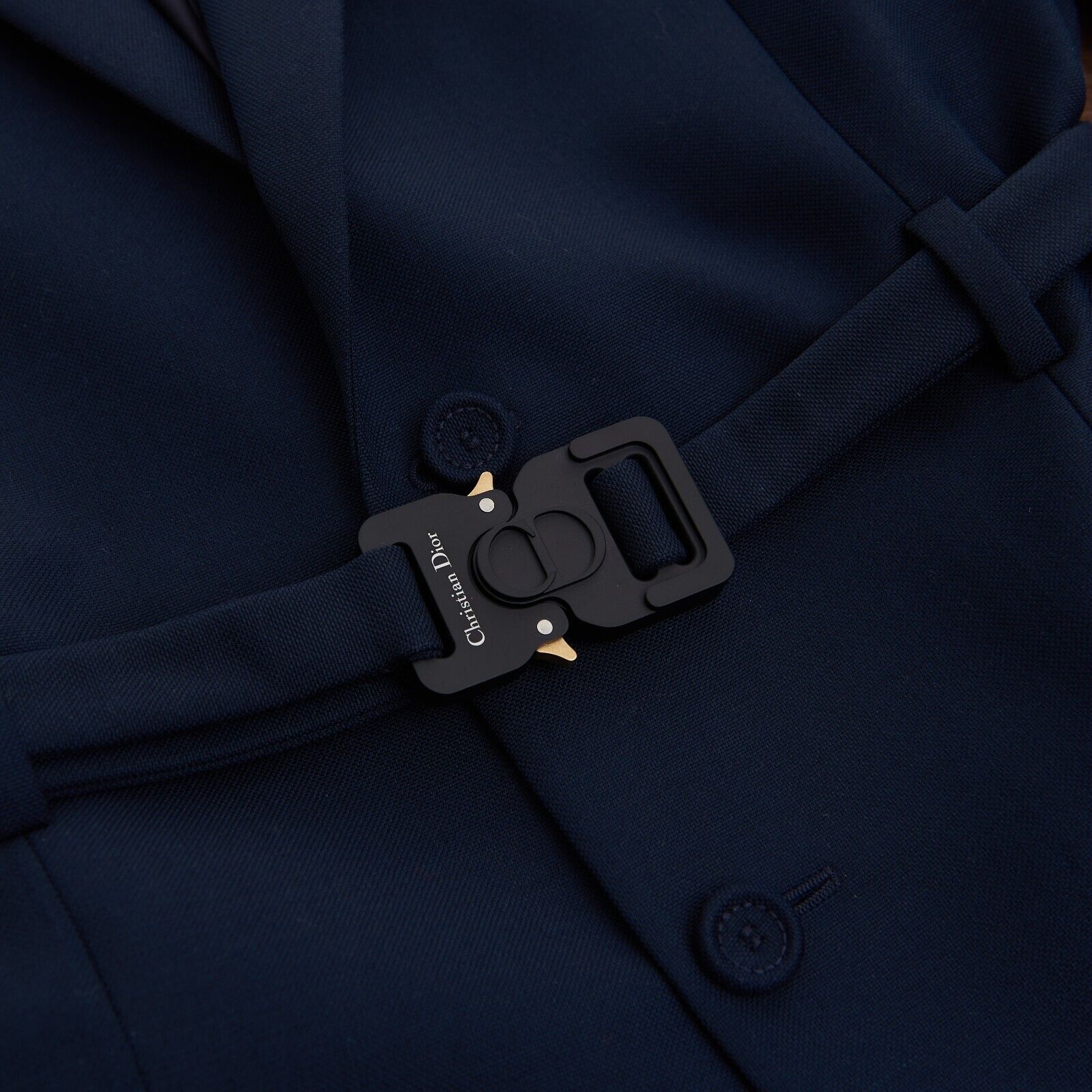DIOR 3700$ Belted Jacket With 'CD' Buckle In Navy Blue 