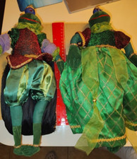 2 pc Plush Velvet Stuffed Prince and Princess Frogs with Jewels Crowns Tall 17"
