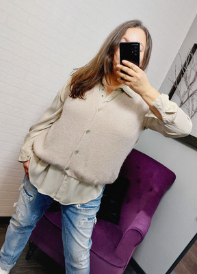Kurze Strickweste Pullunder mit Alpaka-Anteil warm onesize bis Gr. 42/44 beige