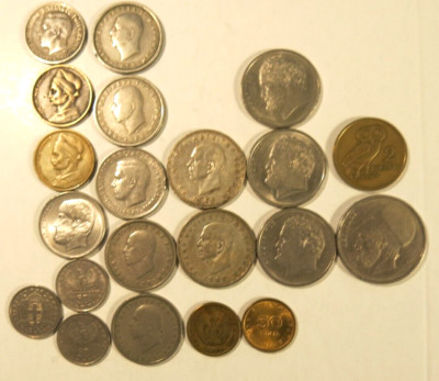 1950's to 1970's ASST. GREEK COINS 21 EACH CIRCULATED to AU