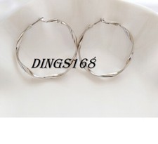 Genuine 18K White Gold Filled HypoAllergenic Twisted Round Hoop Earrings H4N W