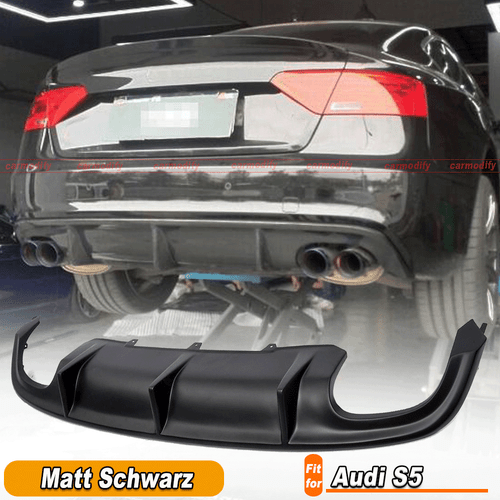 Für Audi S5 2012-16 Matt Schwarz Heckschürze Heckdiffusor Diffusor Hinten Lippe - Bild 1 von 8