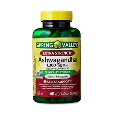 Spring Valley Strength Ashwagandha Dietary Supplement, 1300 mg, 60 Vegetarian