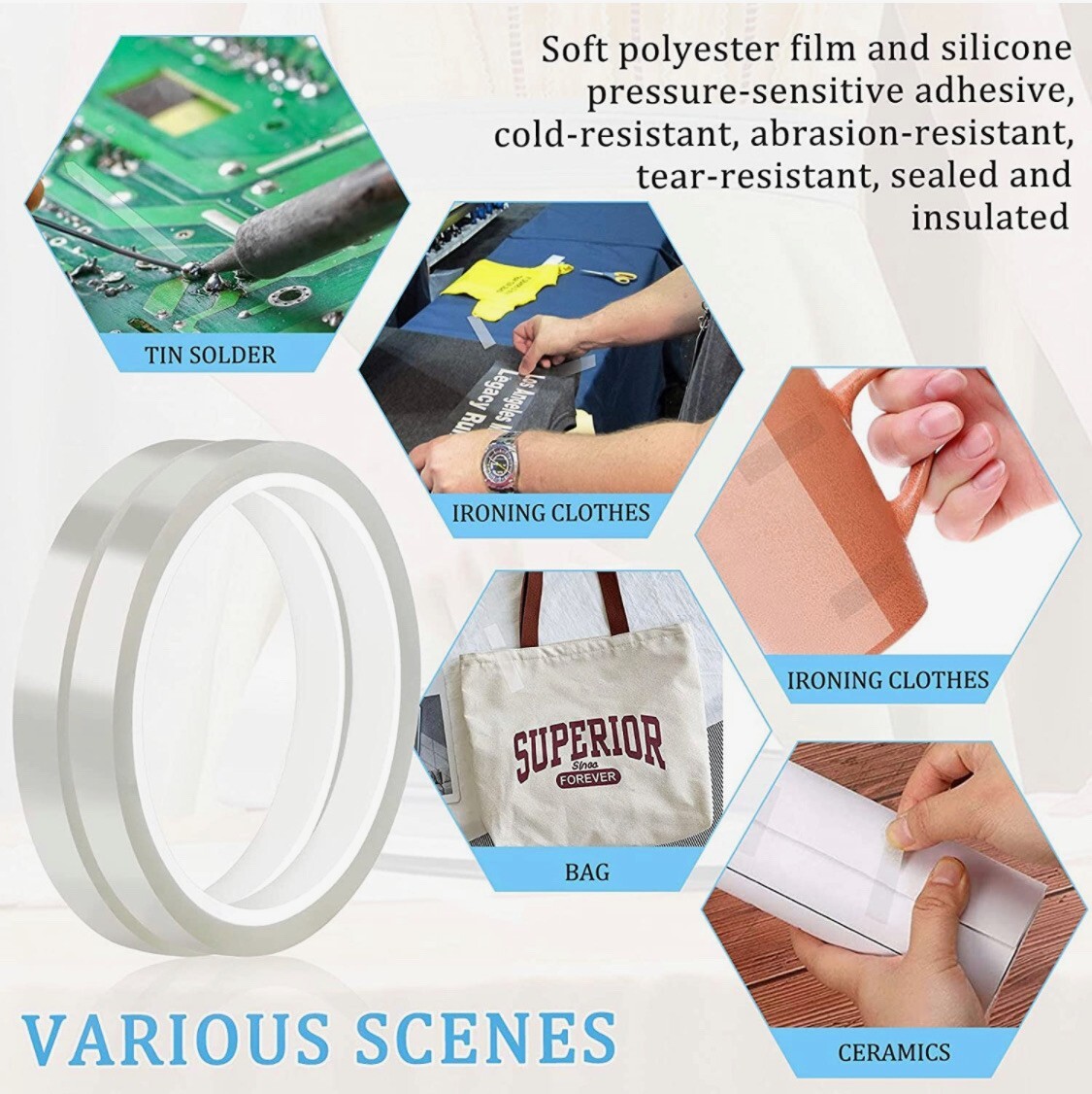 10 Rolls HEAT RESISTANT Tape Sublimation Press Transfer SUBLITAPE 4mmx33m CLEAR