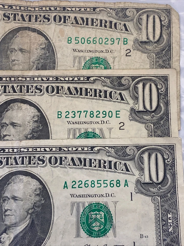 1993. 3 $10 Bills Has Funny And repeated numbers - Image 3 of 4