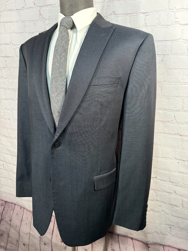 BAR III Para Hombres Azul Marino Ajuste Ajustado Lana 2 Botones Traje Abrigo Deportivo Blazer Chaqueta 46R Foto 2 de 4