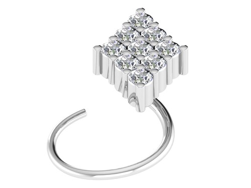 0,11 Karat natürlicher weißer Diamant 925 Sterlingsilber Damen Nasenring Schmuck - Bild 6 von 6