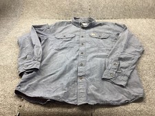 Carhartt Shirt Mens Large Blue Relaxed Fit Button Down Workwear Chambray