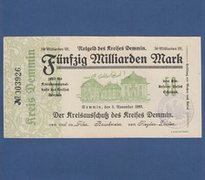 DEMMIN 50 miliardów marek 1923 rok II+ / XF+