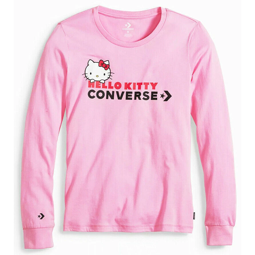 Weggelaten Haat verdacht Converse Hello Kitty Women&#039;s Long Sleeve Tee Pink T-Shirt, Medium NWT  | eBay