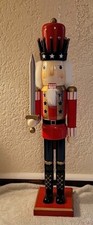 Vtg. Hoilday Home 24" Oversize Wooden Nutcracker Soldier With Sword. NIB