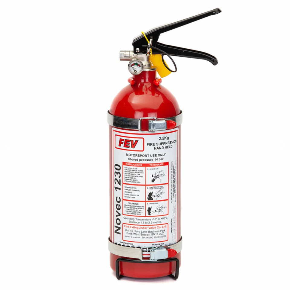 FEV 2.0 KG Novec 1230 Gas [Brillant Rouge] à Main Extincteur avec Support - Photo 1/1
