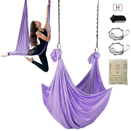 VEVOR Hamac de Yoga Aérien 4x2,8 m Kit Balançoire de Yoga Inversion Danse Aérien
