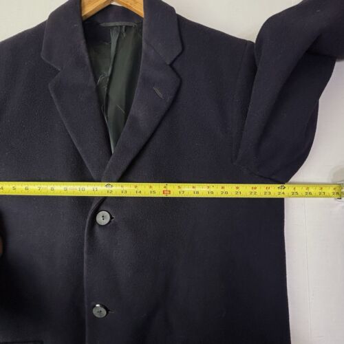 VTG Daniels & Fisher 100% Cashmere Overcoat 40 X Long Navy Blue Custom Tailored - Picture 5 of 13
