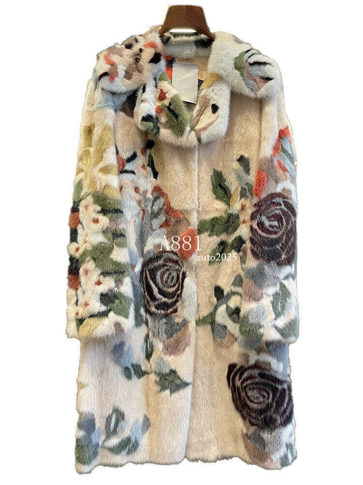 Womens Luxury High End Loose Medium Length Fur Jacket Cardigan