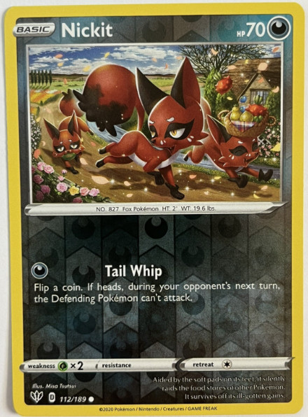 Pokemon - Nickit - 112/189 - Reverse Holo - Darkness Ablaze - NM/M