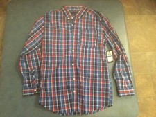 Tommy Hilfiger Boy's XL Red/White/Blue Plaid Long Sleeve Button Front Shirt NWT