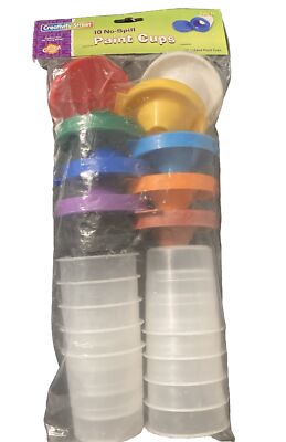 Creativity Street No-Spill Round Paint Cups with Colored Lids, 3'' Dia., 10 Cups