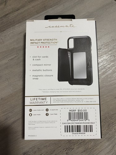 Case-Mate Apple iPhone Xs / X Black Compact Mirror Case - Picture 7 of 11