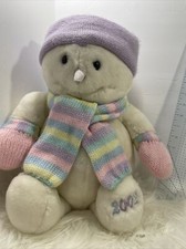 Toys R Us 2002 White Pastel Snowman 18" Animal Alley Christmas Plush Look At Hat