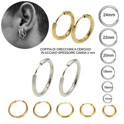 Orecchini In Argento, Cerchi Lisci Semplici Da 2 Mm Di Spessore