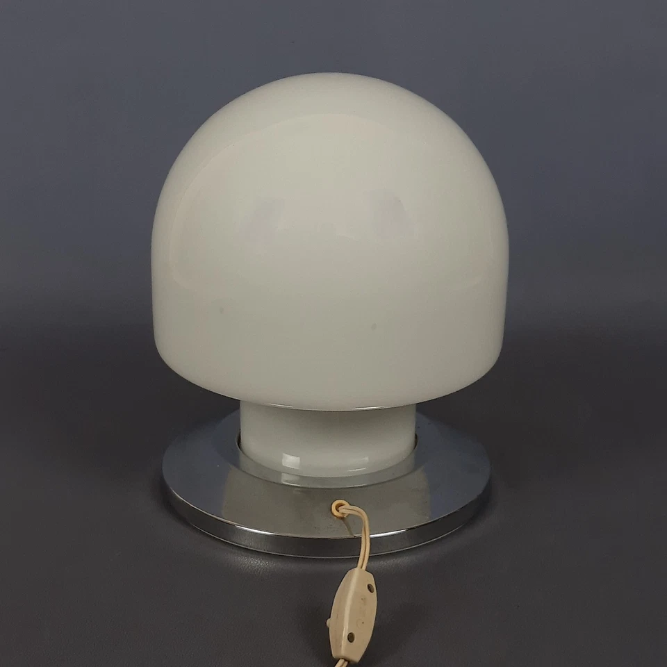 Lámpara de mesa de cristal de Murano blanco brillante seta era espacial vintage 1970 Foto 3 de 4