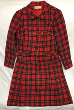 Vintage Pendleton Tartan Wool Womens Suit Outfit Set Skirt Jacket Size 14 Plaid