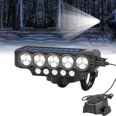 Waterproof Super Bright Bike Light Solar/USB Charging Bicycle Front Headlight